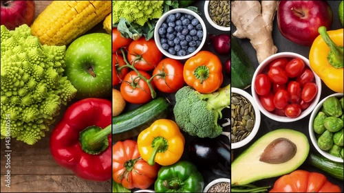 Wallpaper Mural Healthy eating ingredients: fresh vegetables, fruits and superfood. Nutrition, diet, vegan food concept. Torontodigital.ca