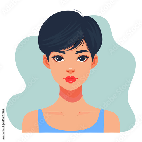 Modern short hairt woman portrait flat avatar vector