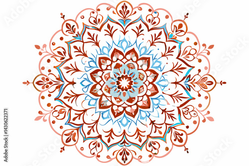 Decorative vintage round lace pattern with floral mandala design element