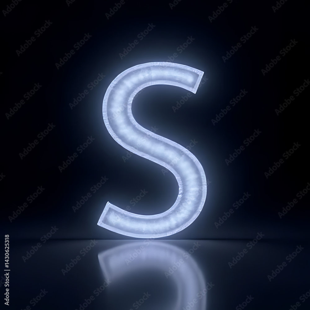 Futuristic holographic letter S floating over a monochrome soft background, sharp contrast Futuristic holographic letter S floating over a monochrome soft background, sharp contrast