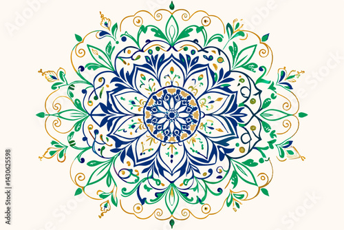 Seamless round floral mandala ornament with vintage lace pattern