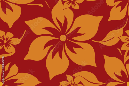 Seamless autumnal floral pattern with colorful fall leaves and flowers, a beautiful nature illustration for seasonal design