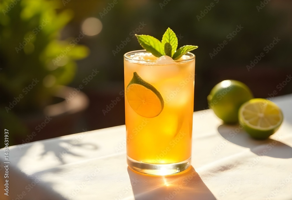 Fresh Mojito cocktail with lime, mint and ice isolated on white background Fresh Mojito cocktail with lime, mint and ice isolated on white background