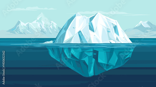 Melting Iceberg Hidden Underwater Danger And Global Warming Concept