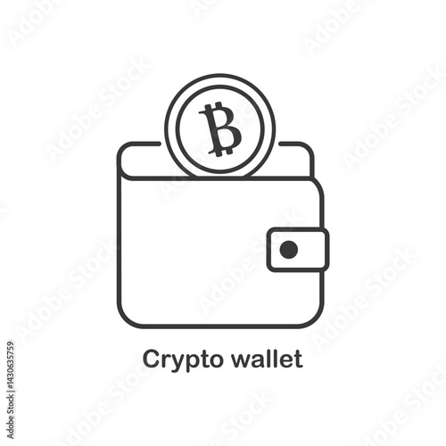 Bitcoin wallet icon. Wallet icon with bitcoin coin, crypto wallet or currency. Bitcoin logo vector illustration.