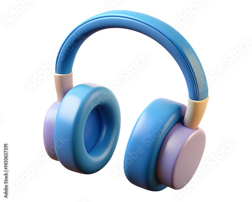 3d rendering of blue headphones isolated on white background