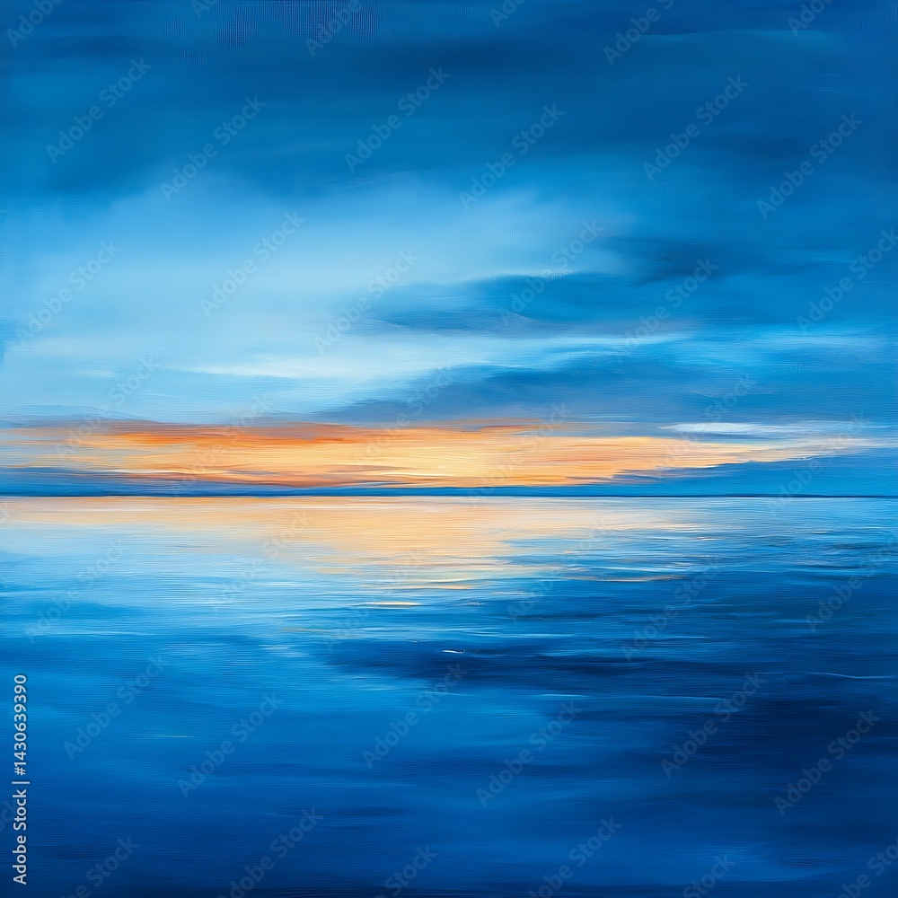 Obraz premium Tranquil sunset landscape with clouds reflected on still water