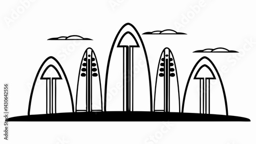 
Black silhouette A row of tall buildings Vector Art
