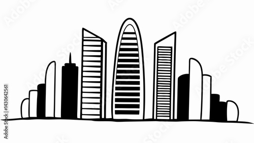 
Black silhouette A row of tall buildings Vector Art

