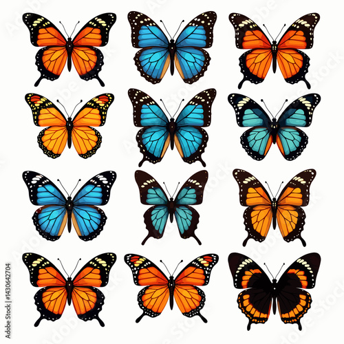 Wallpaper Mural Collection of colorful vector moths and butterflies with detailed wings, isolated on white background, artistic nature illustration set Torontodigital.ca