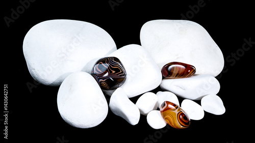 Polished Agate Stone Among White Pebbles