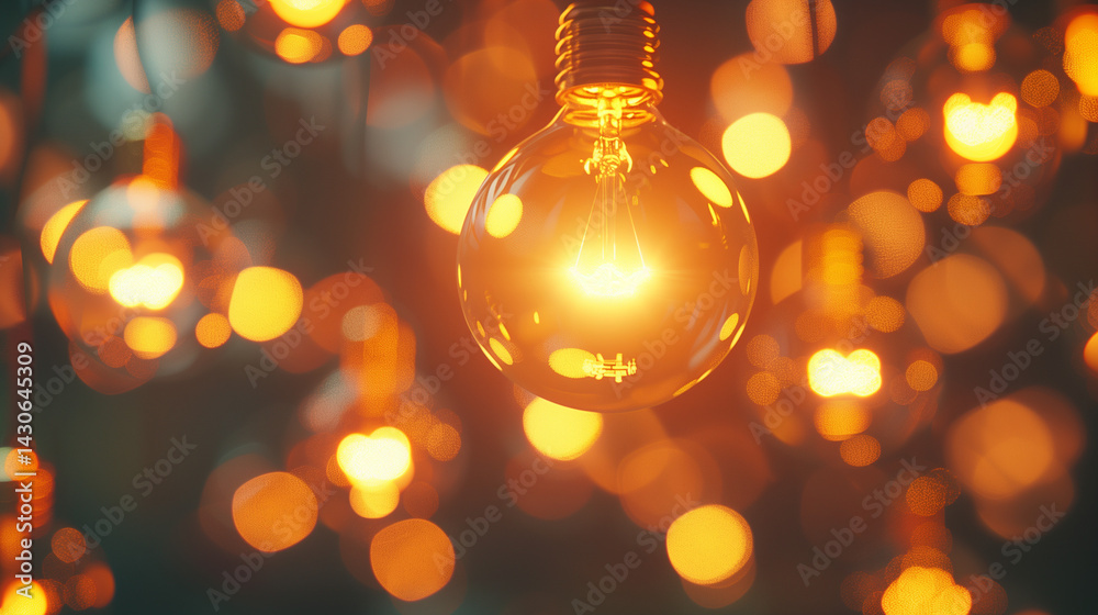 Floating light bulbs in warm glow, symbolizing creative ideas and innovation in a minimalist setting Floating light bulbs in warm glow, symbolizing creative ideas and innovation in a minimalist setting