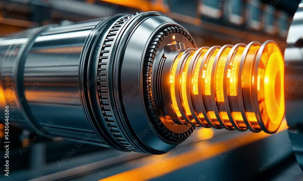 Modern thermoelectric generator converting heat to electricity with glowing parts made with Generative AI technology
