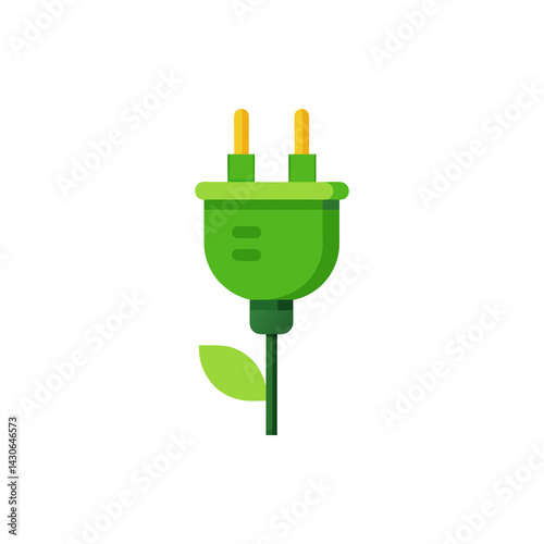 Green Energy Plug isolated on transparent background