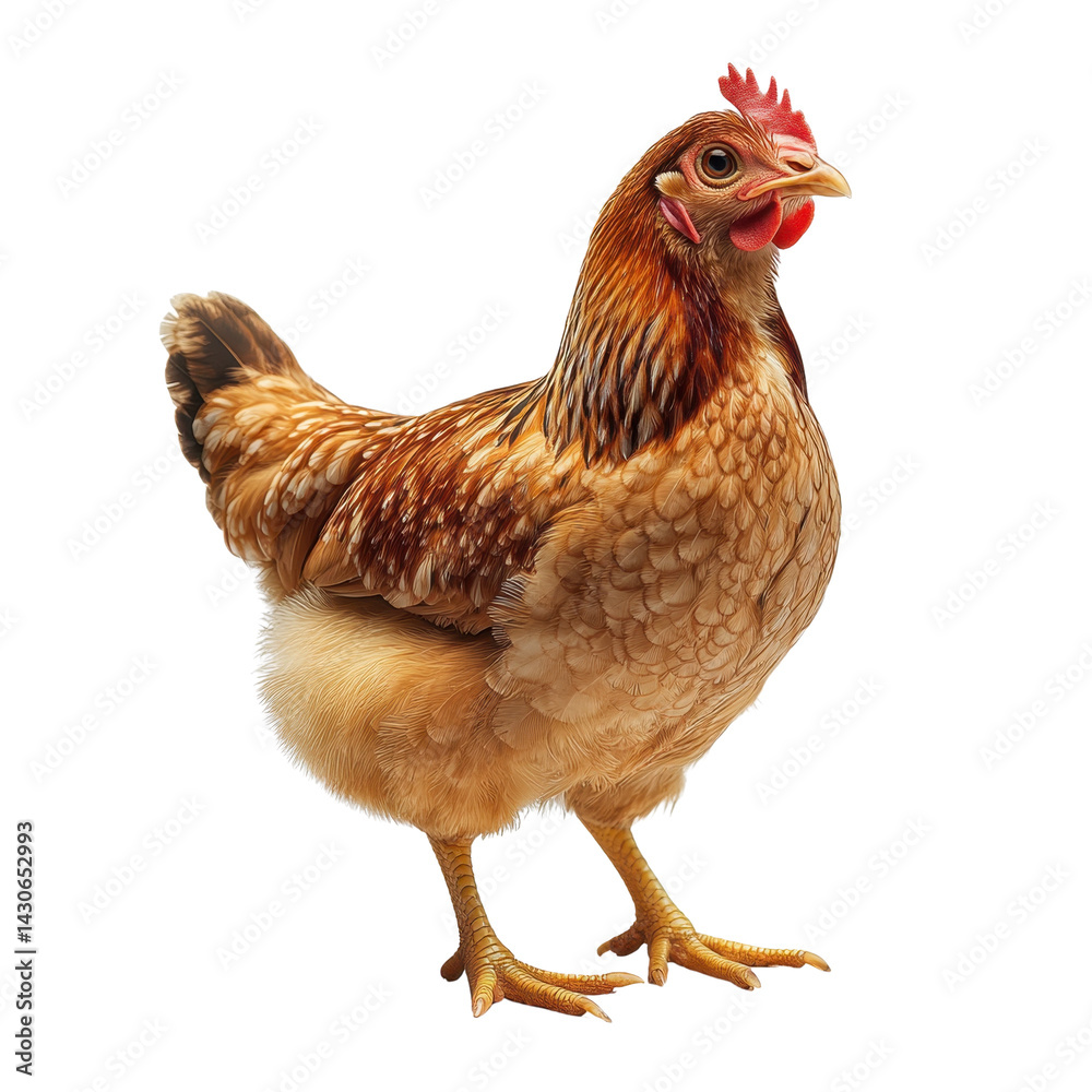 Fototapeta premium Young brown hen isolated on transparent background