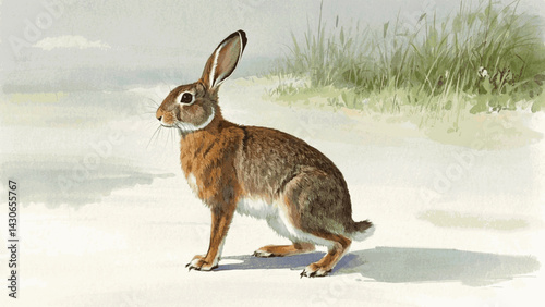 Gentle lagomorph hare isolated watercolor vector illustration svg