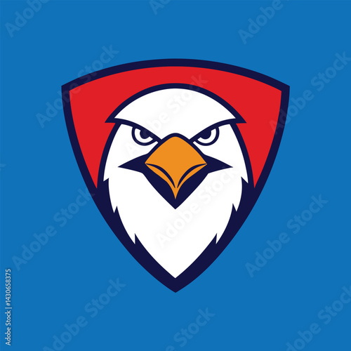 Eagle Mascot Logo in Shield Vector Art – Flat Minimalist Eagle Logo Design