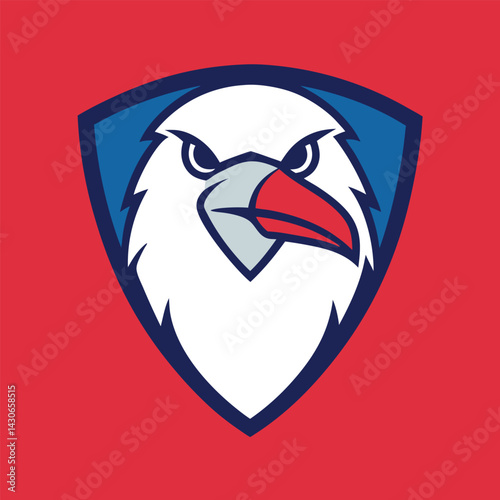 Eagle Mascot Logo in Shield Vector Art – Flat Minimalist Eagle Logo Design