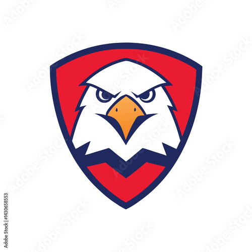 Eagle Mascot Logo in Shield Vector Art – Flat Minimalist Eagle Logo Design