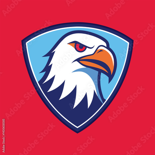 Eagle Mascot Logo in Shield Vector Art – Flat Minimalist Eagle Logo Design