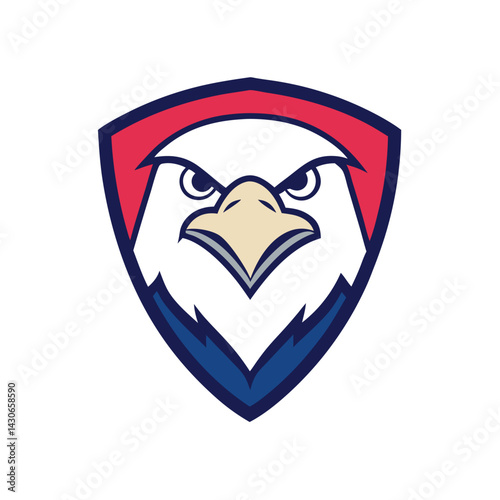 Eagle Mascot Logo in Shield Vector Art – Flat Minimalist Eagle Logo Design