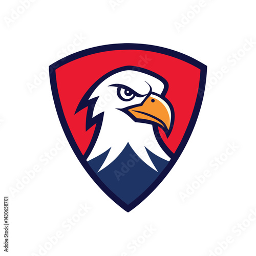 Eagle Mascot Logo in Shield Vector Art – Flat Minimalist Eagle Logo Design