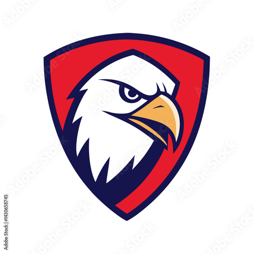 Eagle Mascot Logo in Shield Vector Art – Flat Minimalist Eagle Logo Design