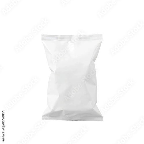 Empty white snack packaging mockup isolated on transparent background