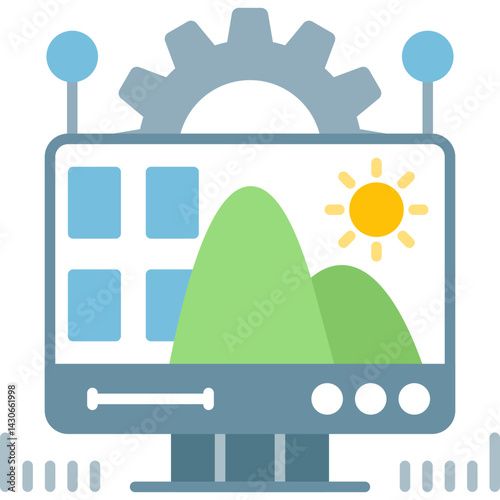 Desktop Screen Icon Vector Element