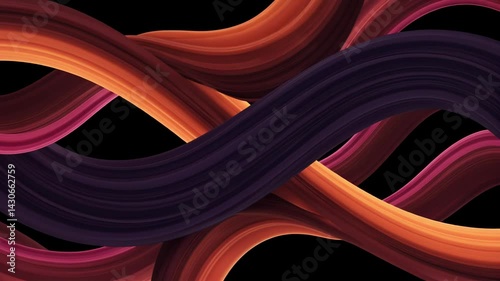 Twisting ribbon background, abstract 3D ribbons in motion with smooth curves and shifting colors  