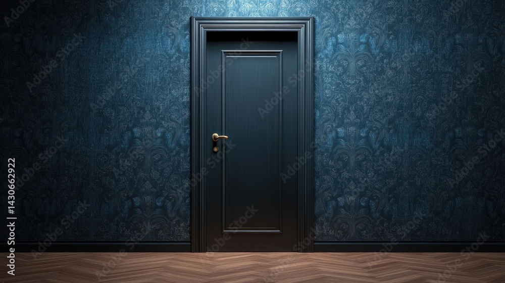 Dark door in a mysterious room. Dark door in a mysterious room.