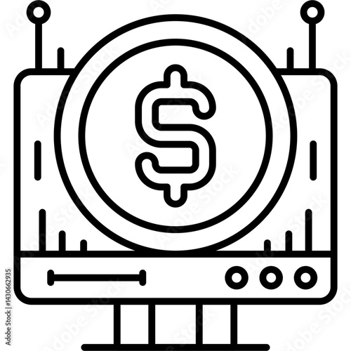 Online Coin Icon Vector Element