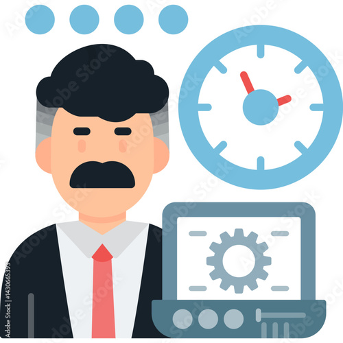 Workaholic Icon Vector Element
