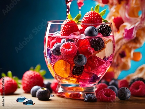 Fresh Mixed Berry Fruit Salad in a Glass
