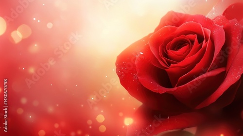 Romantic red rose with glowing bokeh