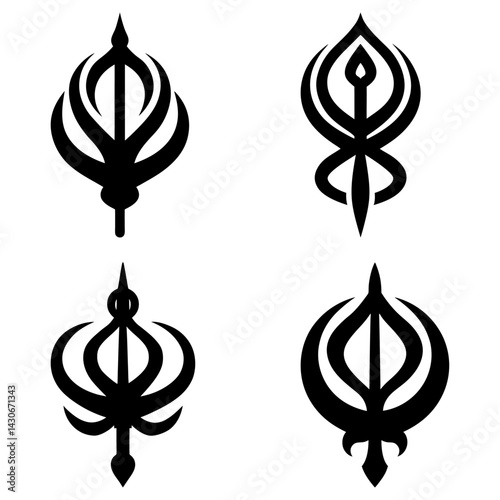 Khanda Silhouette vector illustration