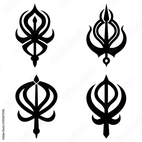 Khanda Silhouette vector illustration