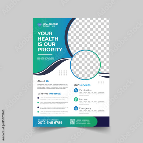 Professional Medical Flyer Design Template for Healthcare Services.