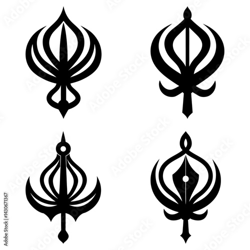 Khanda Silhouette vector illustration
