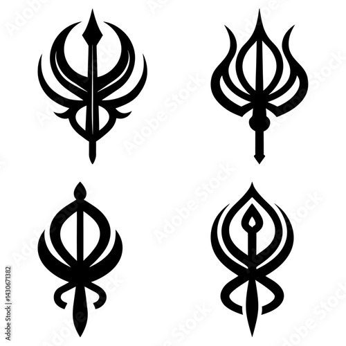 Khanda Silhouette vector illustration