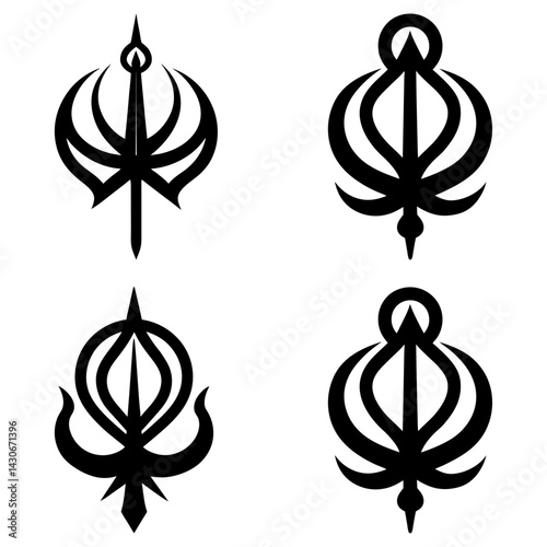 Khanda Silhouette vector illustration