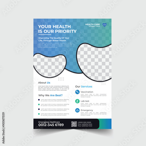 Professional Medical Flyer Design Template for Healthcare Services.
