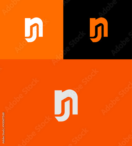 Free Download Abstract JN Monogram Logo Design Orange, White, Black - GFXLoad