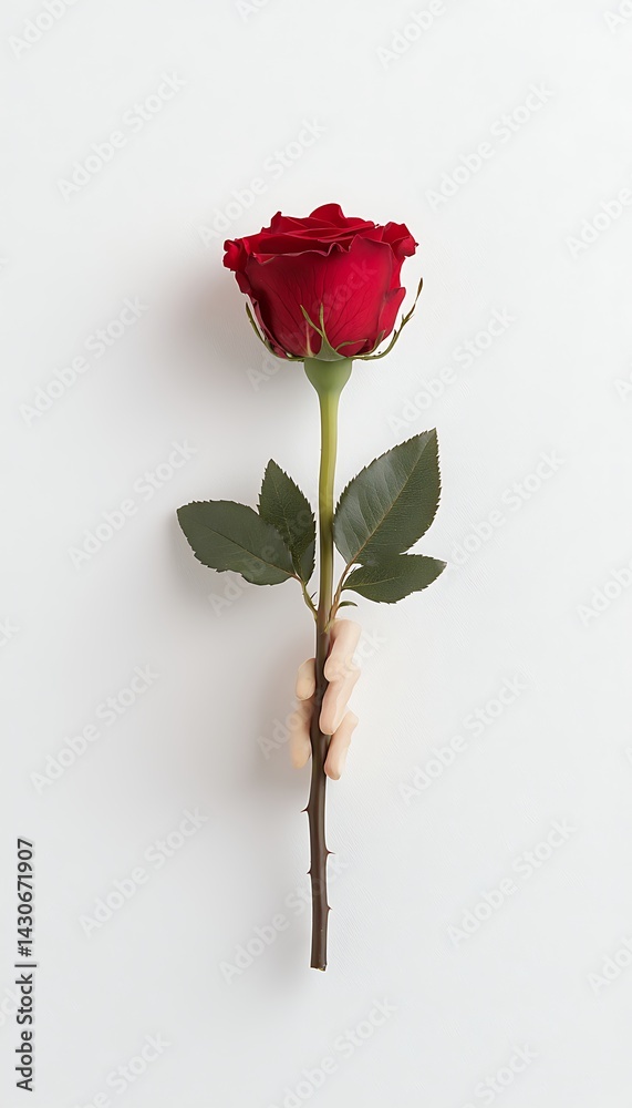 Obraz premium Rose held by hand, studio