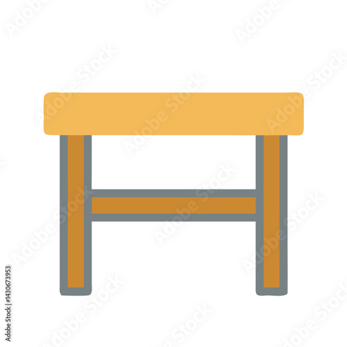 Cartoon Wooden Table Illustration on Black Background