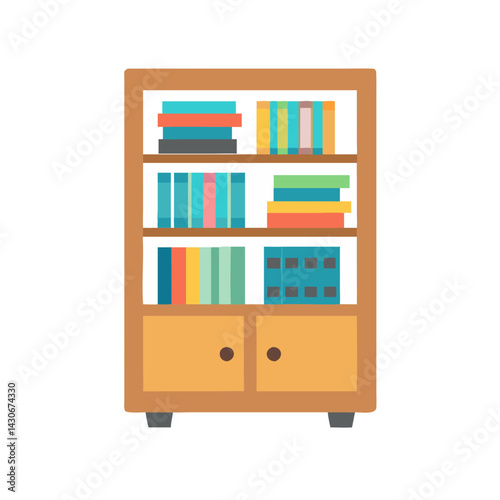Simple colorful bookcase illustration on a black background