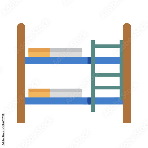 Simple Cartoon Bunk Bed Illustration on Black Background