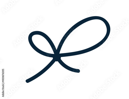 Bow knot tied with simple string loops. Minimal line cord, festive ribbon dec...