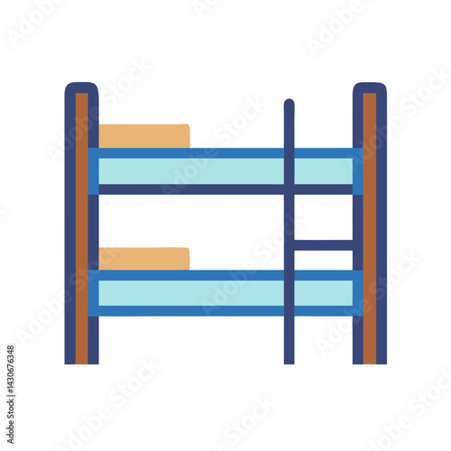 Illustration of a Simple Bunk Bed on Black