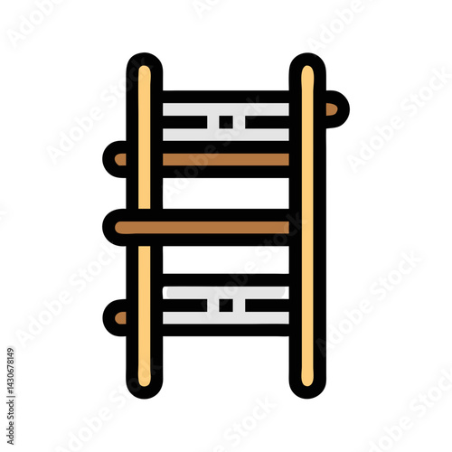 Weaving loom icon on black background, craft tool